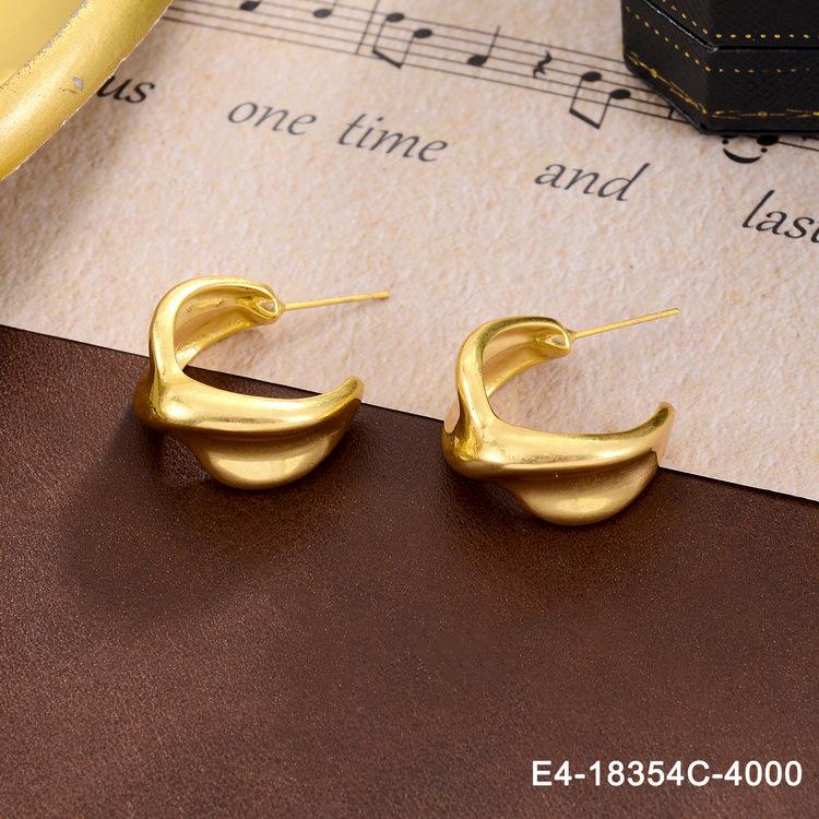 Elegante französische Retro Geometrische Metallohrringe mit Silberstift