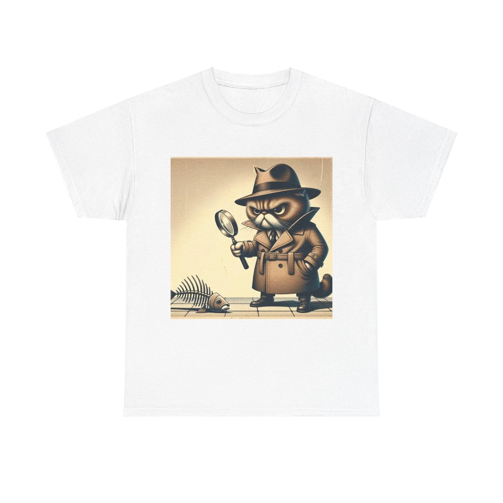 

Unisex Adult T Shirt Grumpy Cat Detective Vintage Style Illustration S