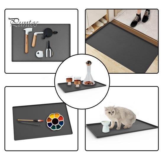 Silicone Sink Mat Waterproof Sink Liner Cabinet Protector Organizer Drip Tray Oil-Proof Easy To Clean Multi-Functional Kitchen Shelf Liner