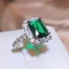 Silver Color Green Cubic Zirconia Rings Women Simple and Elegant Wedding Anniversary Party Female Rings New Trendy Jewelry