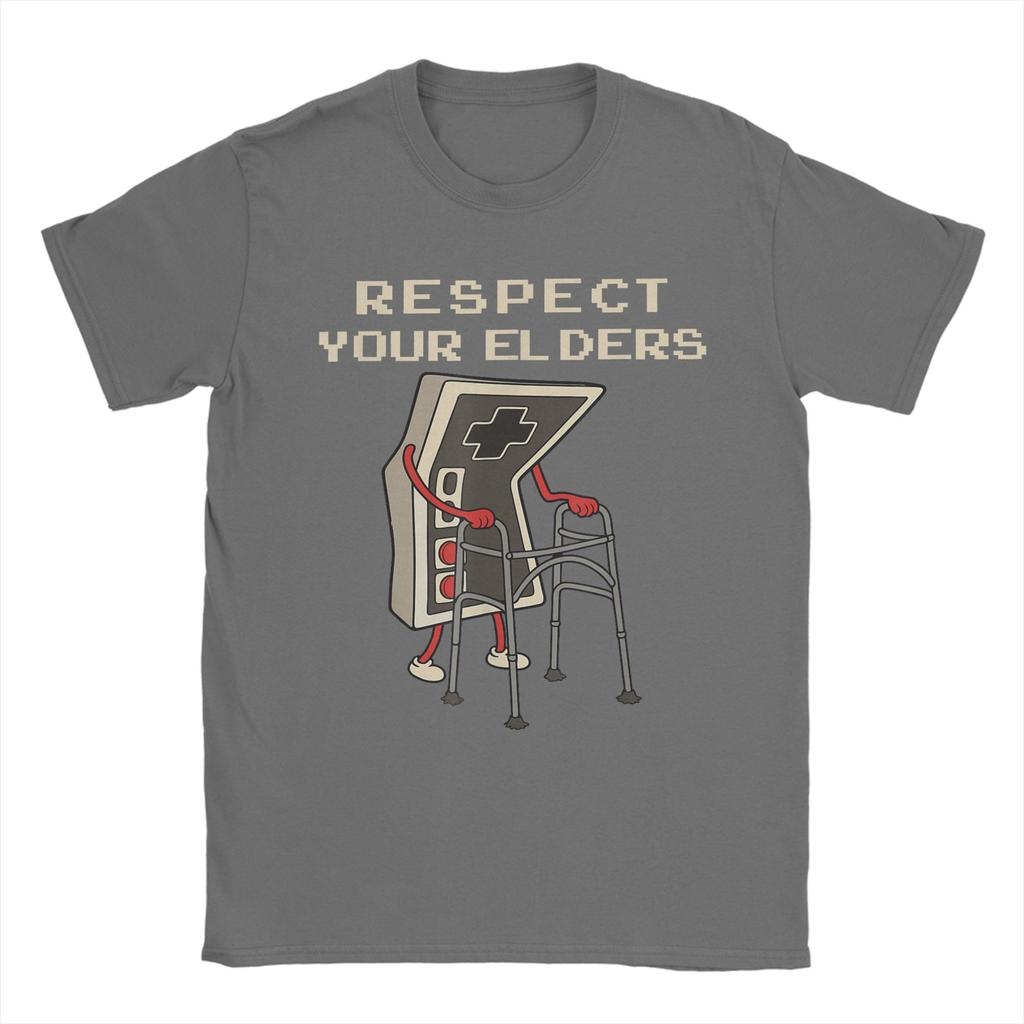 Respect Your Elders Retro Gaming Funny Gamer Controller 80s Cotton TShirt For Adult Summer TShirts O Neck Tees Oversized Tops
