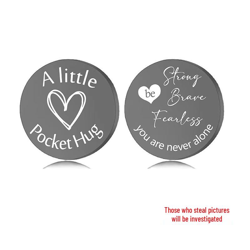 Lucky Charm Motivational Coin: Engravable Stainless Steel Couple & Family Gift Ornament.