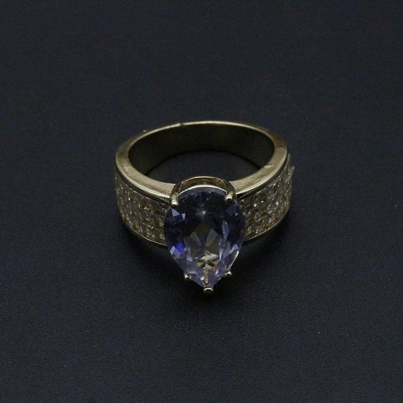 Zamienniki luksusowy pierścionek zaręczynowy inkrustowany kształt łezki kryształ górski zaręczynowy/obrączka dla narzeczonych dekoracje wieczorowe