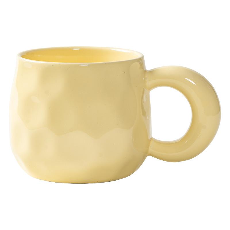 Cream Mug High Value Ceramic Cup Solid Color Thick Handle Cup Household Water Cup Large Capacity Coffee Cup