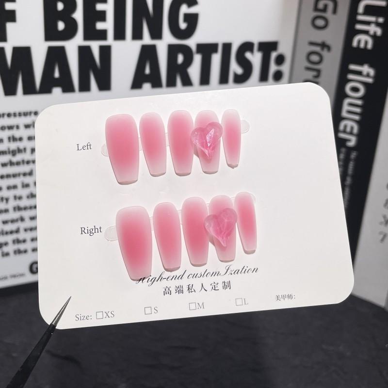Handmade Press-On Nails With Matte Heart Design Minimalist Pure Temptation Style Women Extra Small