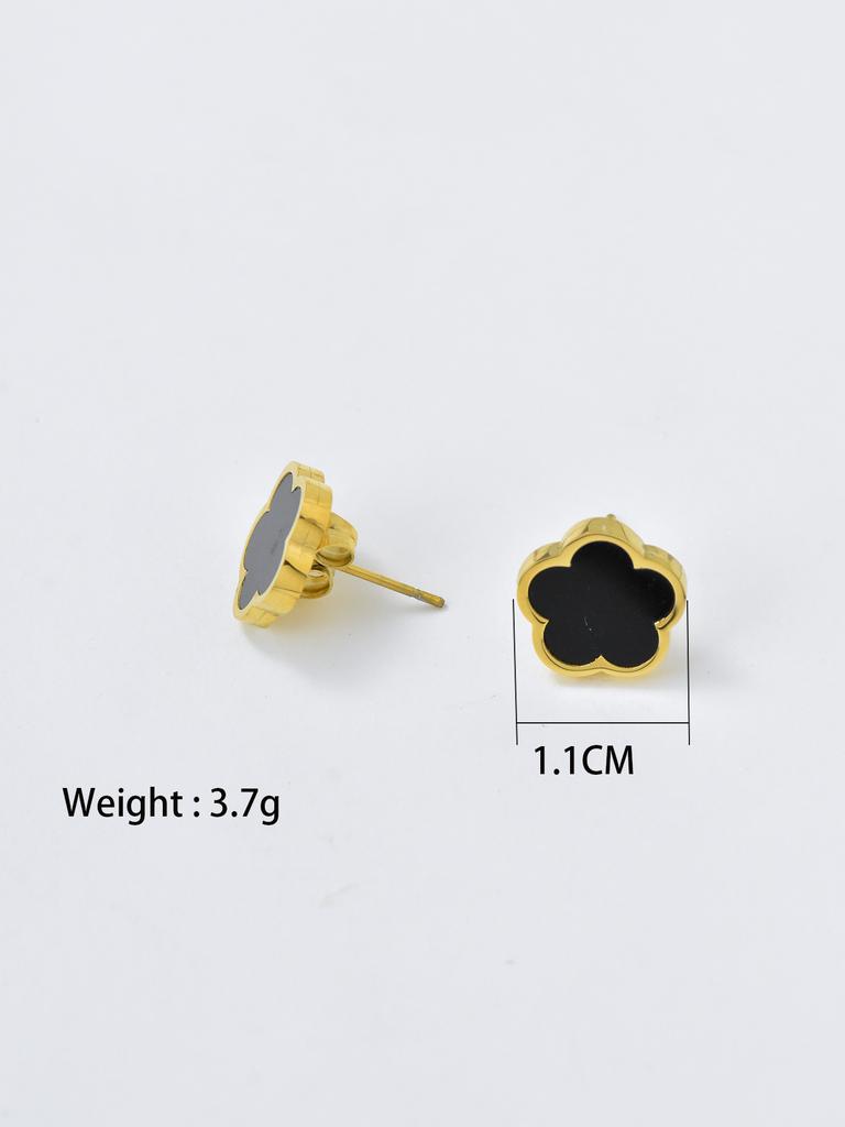 1 Piece Simple Stainless Steel Oil Drop Five Flower Ring Earrings Birthday Gift for Mom and Friends Various Occasions