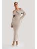 Women's Elegant Off-the-Shoulder Knit Dress with Lapel - European & American Style 2026