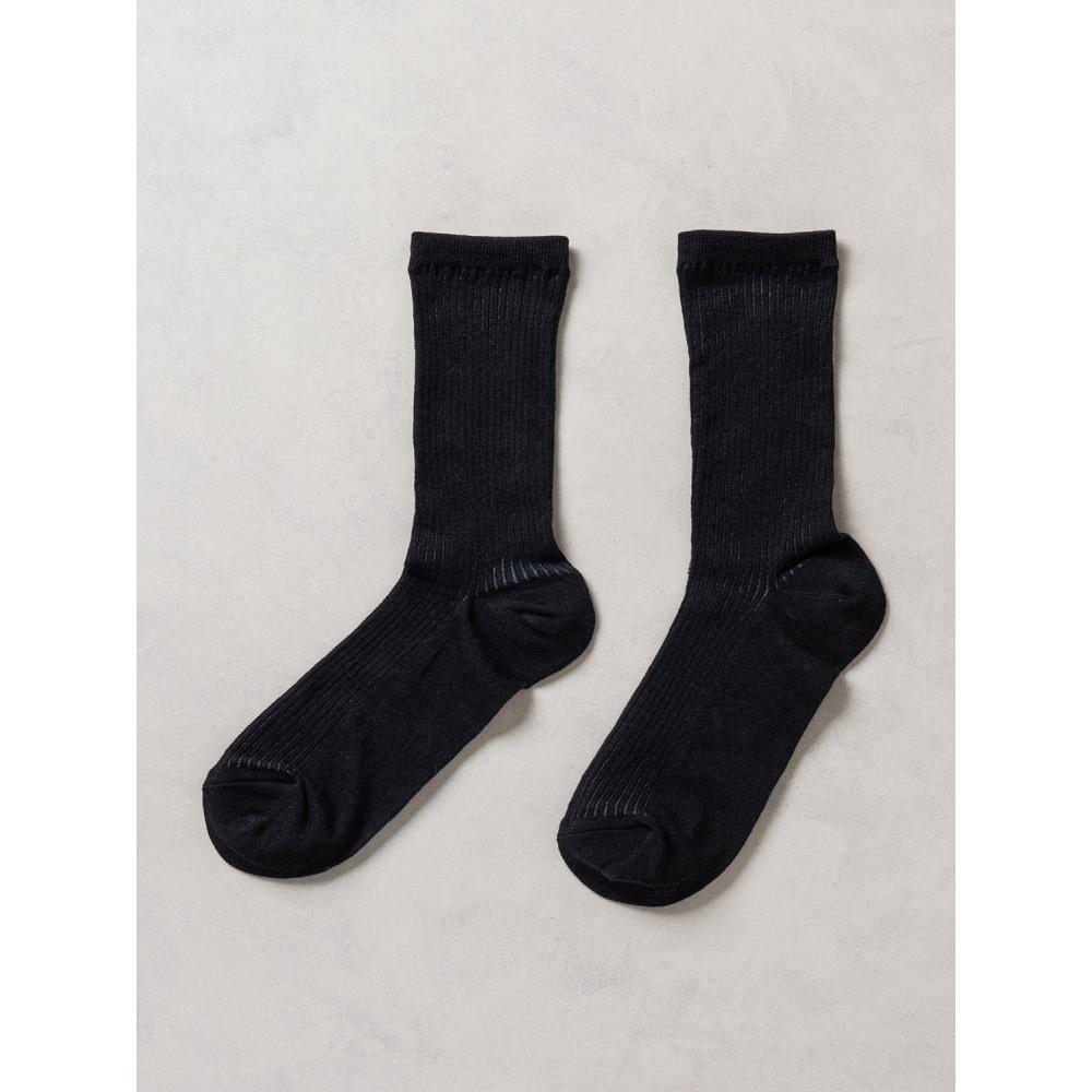 Daiso Kikiya Socks See Through Ribbed Long Long Socks Black