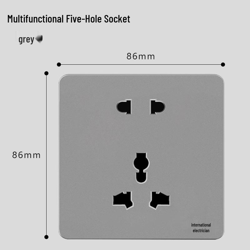 86 Type One-Gang Multi-Function Socket with Switch, High-Power Ten-Hole Panel