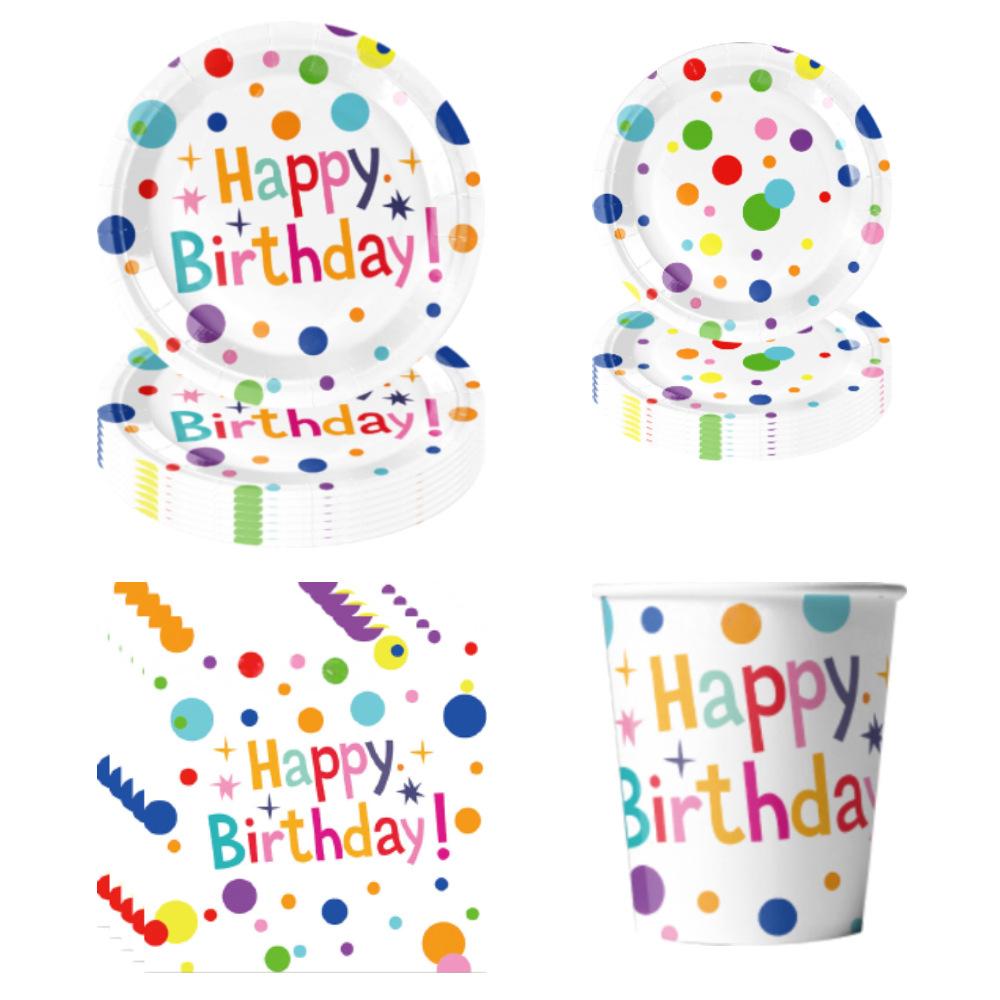 Colored Polka Dots, Birthday Party Decorations, Disposable Colored Balloons, Paper Cups, Paper Plates, Holiday Decorations