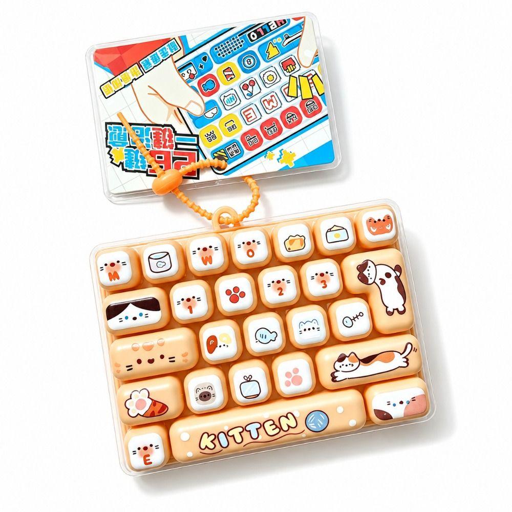 Transparent Dual-Tone Decompression Button Toy Cute Design Keyboard Keychain Bag Accessory