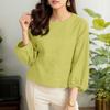 ZANZEA Women Casual Round Neck 3/4 Sleeve Loose Plain Blouse