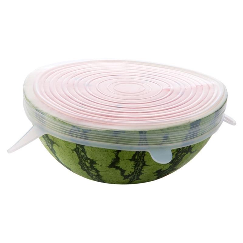 6PCs Silicone Food Covers With Smile Design Stretchable Efficient Lids Silicone Bowl Covers For Kitchen Storage