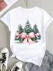 (Asian Size) Style Cute Tee Top Print Christmas New Year Clothing T Shirt Women Fashion Festival  Female Woman Short Sleeve Graphic T-shirts