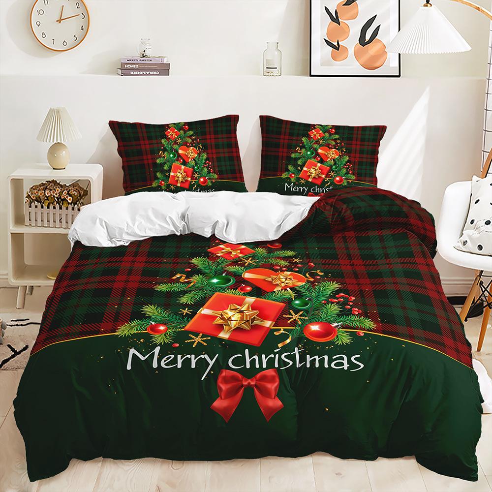 3D Christmas Bedding Set Christmas Atmosphere Decoration Santa Claus Duvet Cover Pillowcase 2/3 Holiday Gift AU140 * 210 Full Size Soft Home Textile
