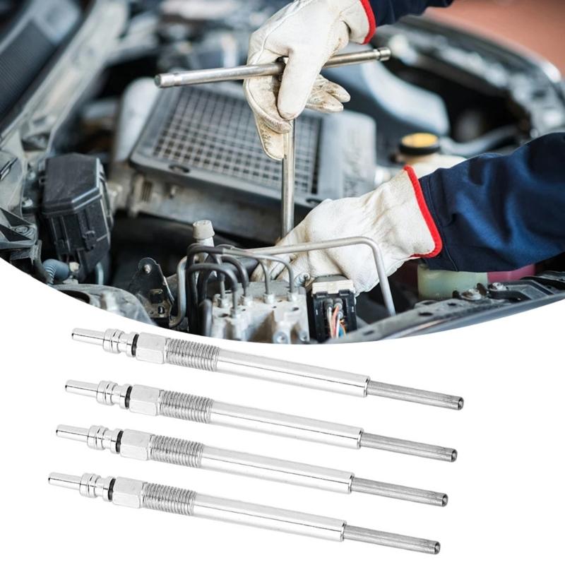Upgrades Iron Glow Plugs Set easy installs Glow Plugs Vehicle Preheat Accessory for Fuels Efficiency Engine Wear Reduction