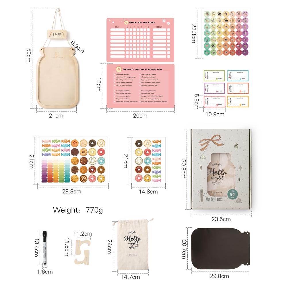 Baby Montessori Toys Kids Wooden Reward Jar Personalized Educational Accessories Reward Record Bottle Star Doughnut Slices Gift