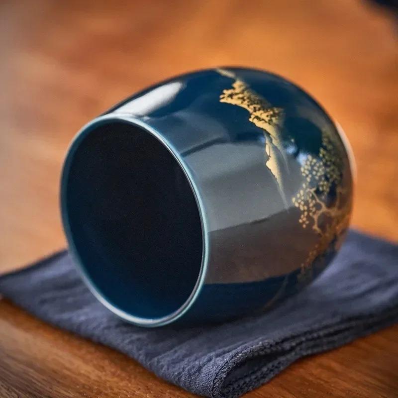 Ceramic Teacup Single Cup Tea Cup Japanese Style Tea Bowl and Cup Household 180ml Large Teacup Tea Set