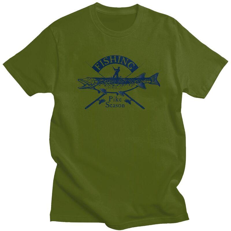 Custom Pike Fishing T Shirt Men Short Sleeves Pure Cotton Tshirt Fisherman Fish Tees Streetwear Tshirts