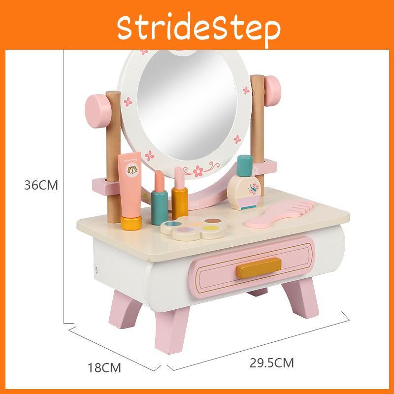 Cosmetics Pretend Wooden Table Interactive Elements Kid Play Developmental Skill