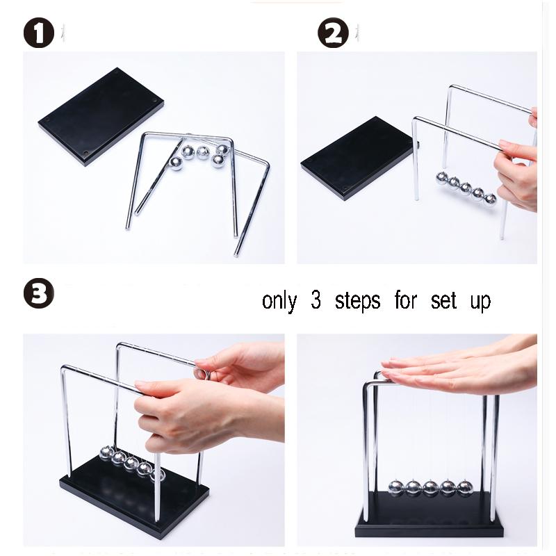 Wooden Base Newton's Cradle  Balance Balls Physics Pendulum Science Wave Classic Desk Office Toy