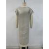 Women's Summer Sexy Knitted Striped V Neck Long Dress