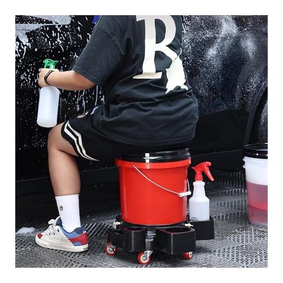 Rolling Bucket Dolly Car Car Wash Accessories Mobile Base Cleaning Goods Car Wash Stool Car Cleaning Goods Car Cleaning Kit 360 Degree Rotation