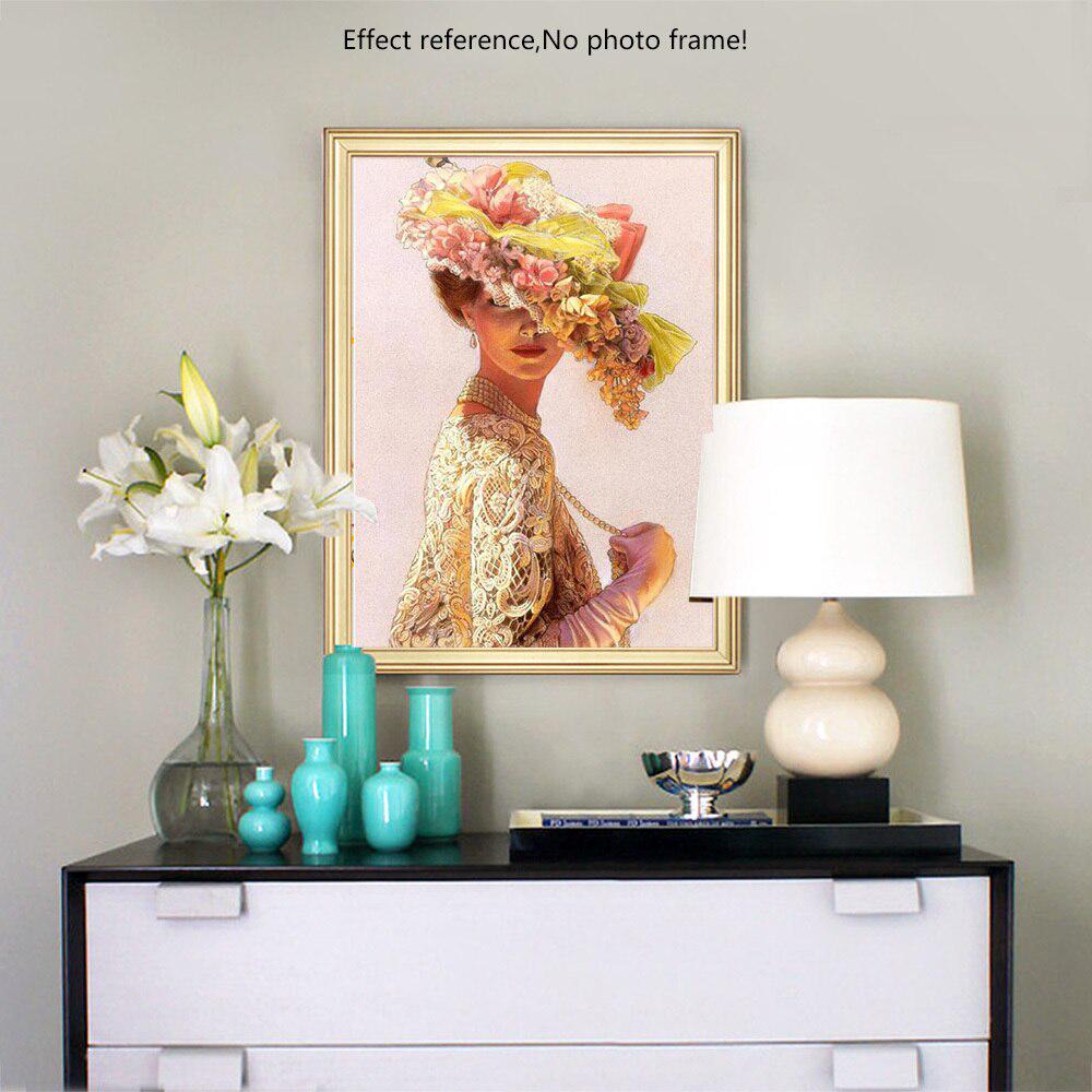 Diamant-Malerei, Porträt, Frau, Hut, Diamant-Stickerei, Schönheit, Diamant-Malerei, Kreuzstich