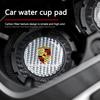 2Pcs Car Carbon fiber Non-slip Water Coaster Leather Interior Pad Holder For Porsche Cayenne Panamera Macan 911 718 Cayman 918YC3 