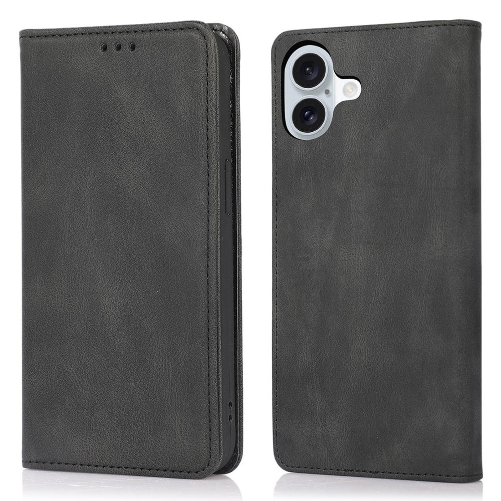 

For iPhone 16 Case Wallet Magnetic Closing Leather Flip Phone Cover Black