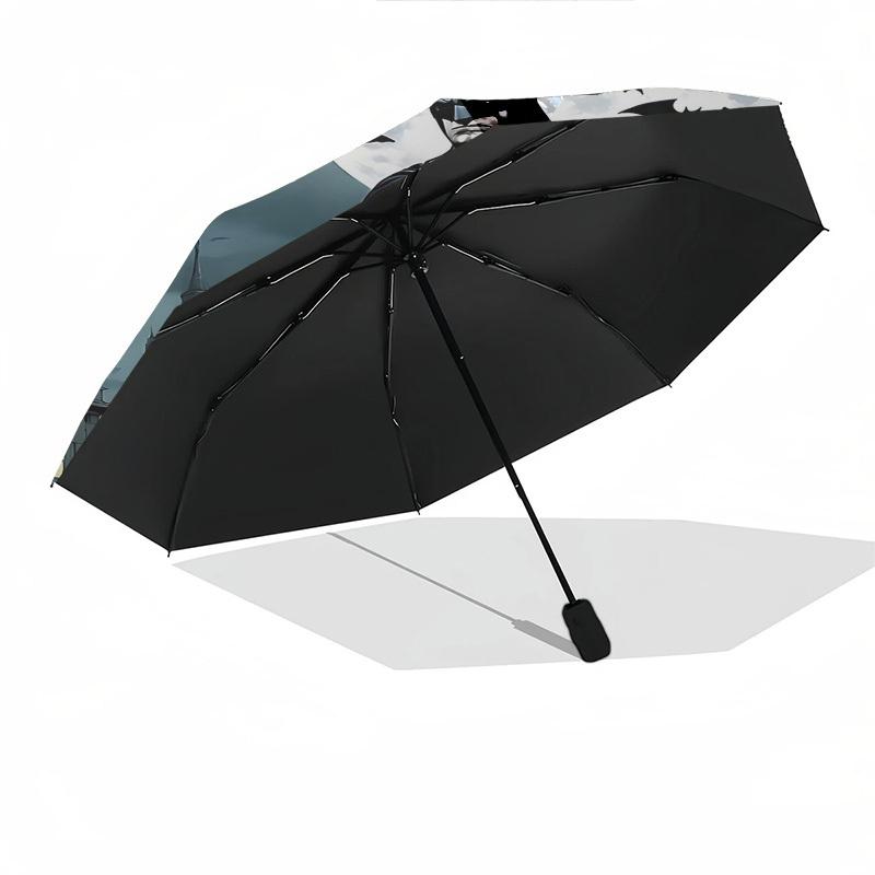1pc Batman Full Moon Automatic Folding Umbrella - Compact 8-Rib Design, Durable Plastic & Iron1159L