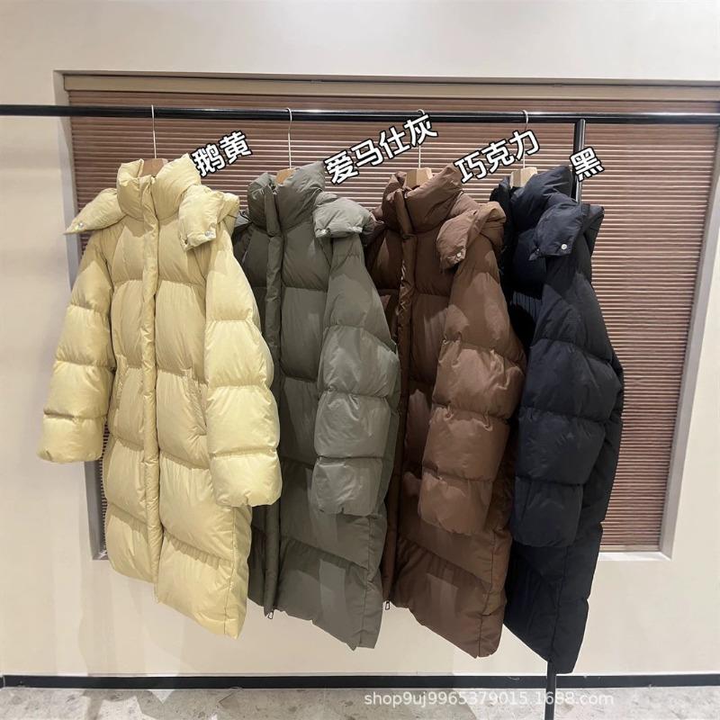 Long down jacket women's knee thickened, winter hooded loose fashion big quilt jacket