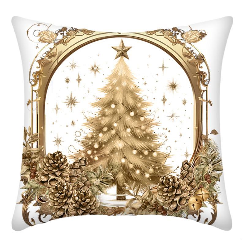 Christmas Home Decoration Pillow Cover Santa Claus Snowman Gingerbread Printed Sofa Cushion Suite Room Decoration Friend Gift