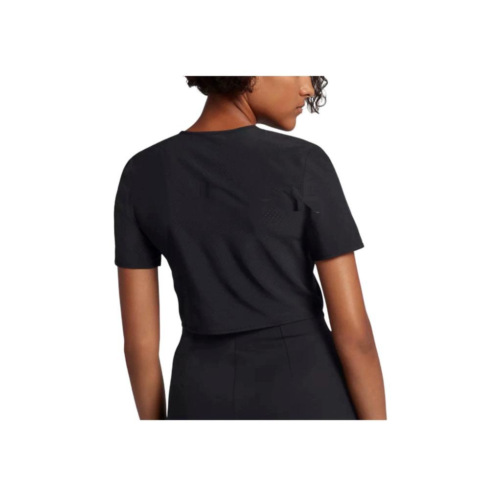 Nike Solid Breathable Short Sleeve T-Shirt Women Tops Black AH7222-010