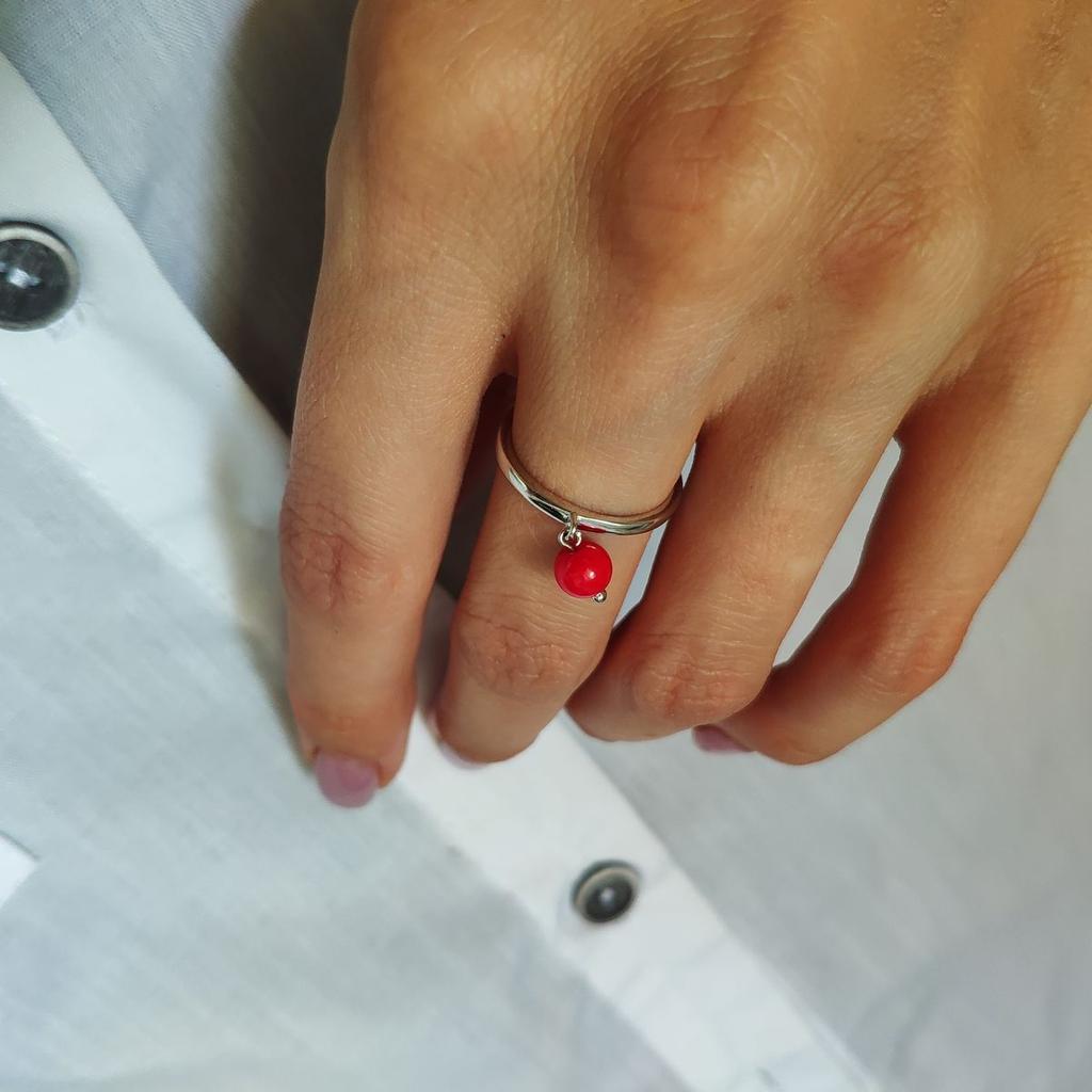 Zilveren ring met koraal, gewicht van het product 1,65 gr (2145585)