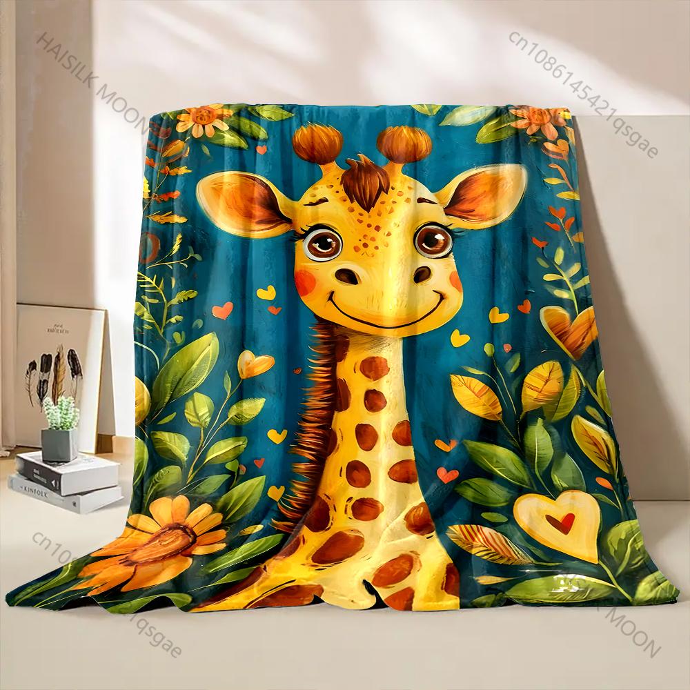 Cartoon Animal Park Printed Blanket Warm and Soft for Home Travel Blanket Sofa Bedding Camping Picnic Car Office Cover Blanket