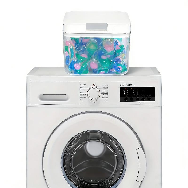 Wäschekapselhalter mit Deckel, Wäschekapselbehälter, Versiegelt und Automatisches Aufklappen, Große Kapazität, Organizer-Box für Wäschekapseln