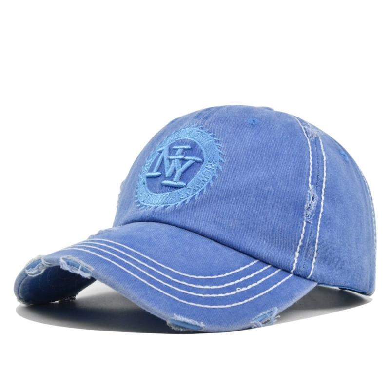 

Бейсболки с вышивкой NY в стиле дистресс, солнцезащитные, новые, унисекс, универсальные, в стиле ретро, с эффектом потертости, модные, для личного стиля 54-61CM небесно-голубой