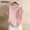 JPNTKY Women's Fashion Casual Short Sleeve O-Neck  Blouses & Shirts