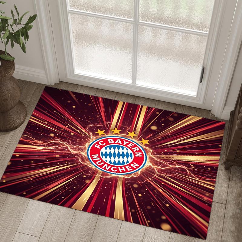 FC Bayern Design Kristall Samt Teppich Gemütlich Nicht?Rutschfester Teppich mit Aufdruck für Schlafzimmer Wohnzimmer Eingang