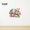 Watercolor Rabbit Wall Decals & Flowers Light Switch Sticker, Cute Bunny Peel And Stick Decal, Creative Home Interior Decor PVC Waterproof Art Decors