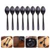 8Pcs Black Matte Melamine Spoon Soup Imitation Ceramic Ladle Coffee Dessert Multi Purpose Household Kitchen Dining Tableware