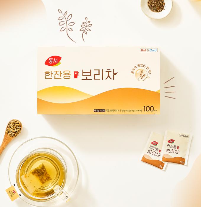 Dongsuh One Cup Barley Tea 100 Tea Bags | Traditional Korean Roasted Barley Tea