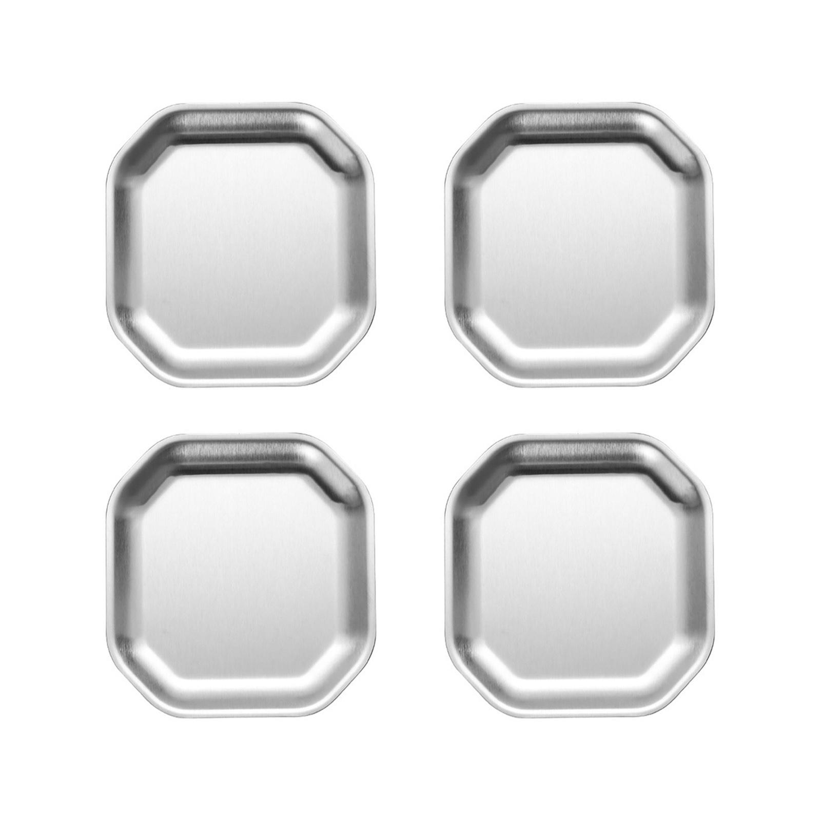 

4Pieces Practical Gold/Silver Stainless Steel Plates Perfect for Family Dinners and Outdoor Camping Adventure S серебряный