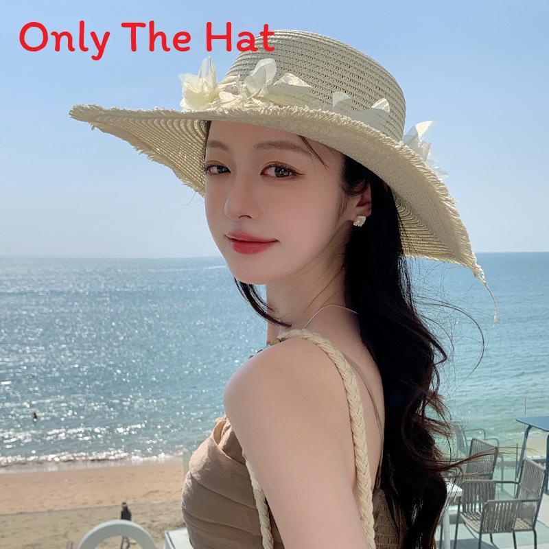 

Summer Straw Hat For Women Large Brim Sun Protection Sun Hat With Breathable Design For Beach And Outdoors белый