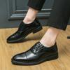 Men Brown Dress Formal Leather Comfortable Business Derby Shoes Classic Men Tuxedo Wedding Blazers Saddle Shoes