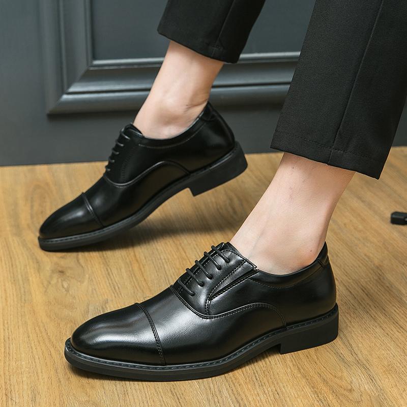 Men Brown Dress Formal Leather Comfortable Business Derby Shoes Classic Men Tuxedo Wedding Blazers Saddle Shoes