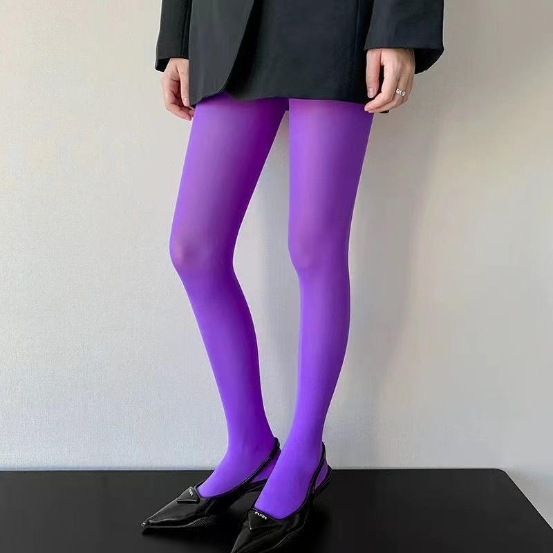 Female Tights Candy Color Velvet 100D High Elasticity Pantyhose Spring Autumn Plus Size Seamless Stockings Long Scoks Women Girl