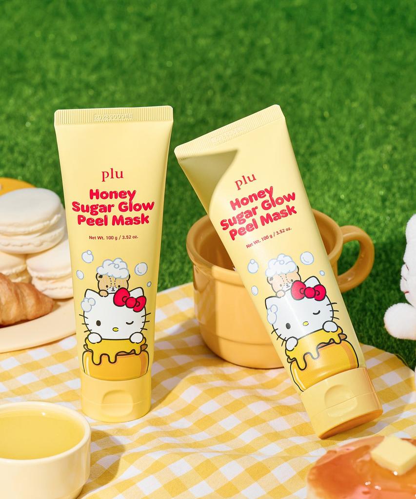 Sanrio Hello Kitty Honey Sugar Glow Peel Mask Set (Mask 100g + Pig Seed Glow Peel Foam 150ml + Rengöringshårband)