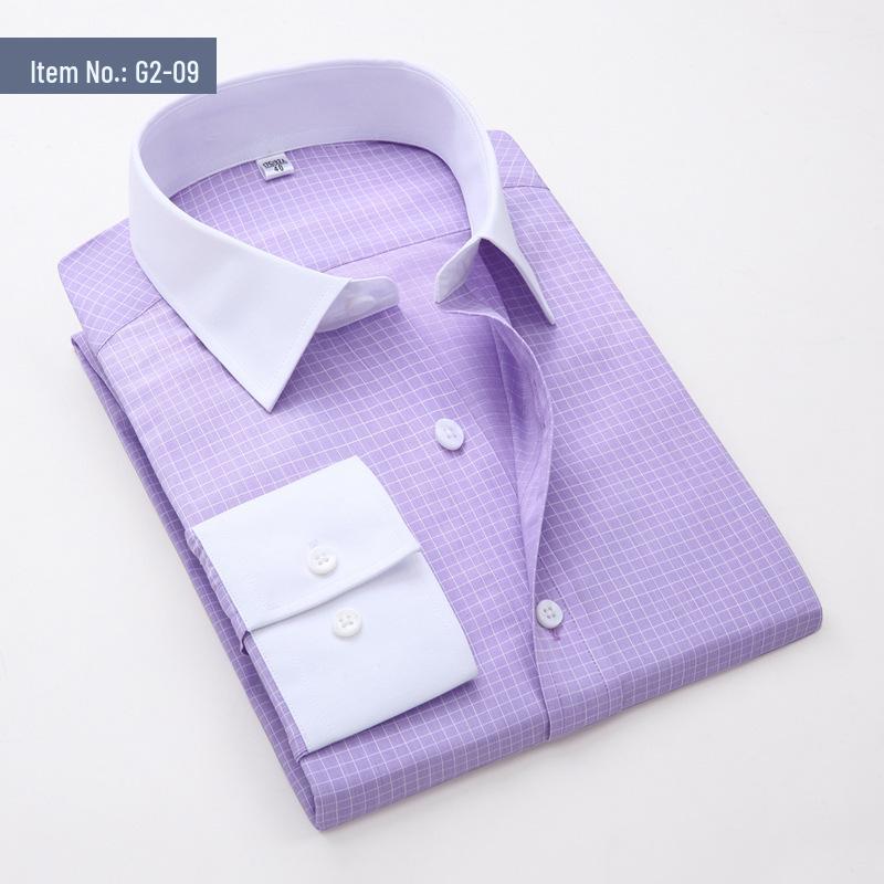 

Мужская рубашка с длинным рукавом из мерсеризованного хлопка, не требующая глажки - Формальная деловая одежда высокого класса 42/180